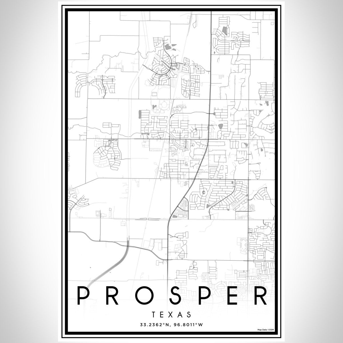 Prosper - Texas Map Print in Classic